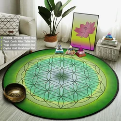 Green/Purple Flower of Life Carpet Circular Non-slip Yoga Mat Meditation Reiki Healing Witchcraft supplies Home decor