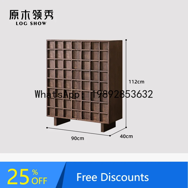 

CC parts and accessories*Black walnut storage cabinet retro style living room side cabinet against the wall for storage