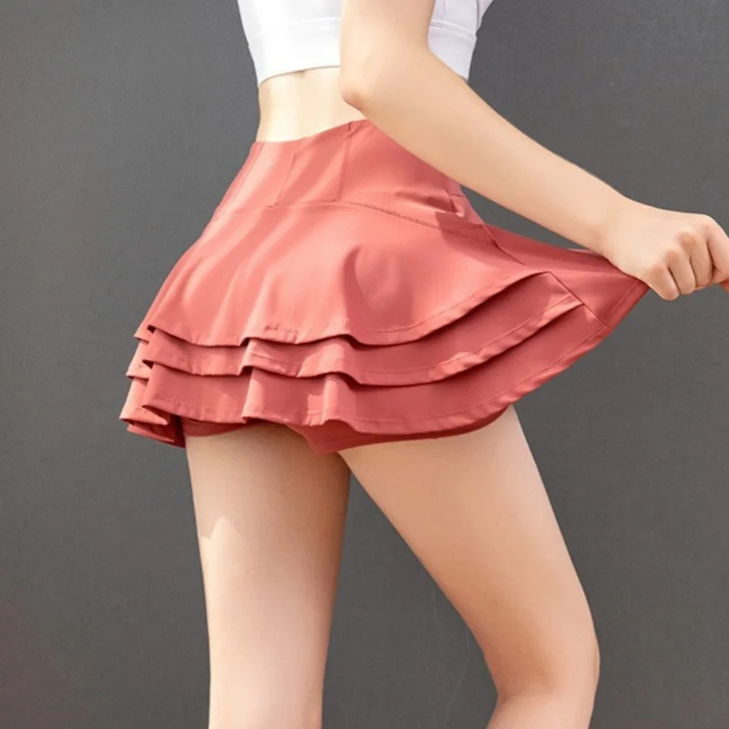 Women Golf Tennis Skirts Summer Quick Dry Gym Sports Running Pocket Solid Pleated Skirt Fashion Breathable Anti Glare Skort Girl