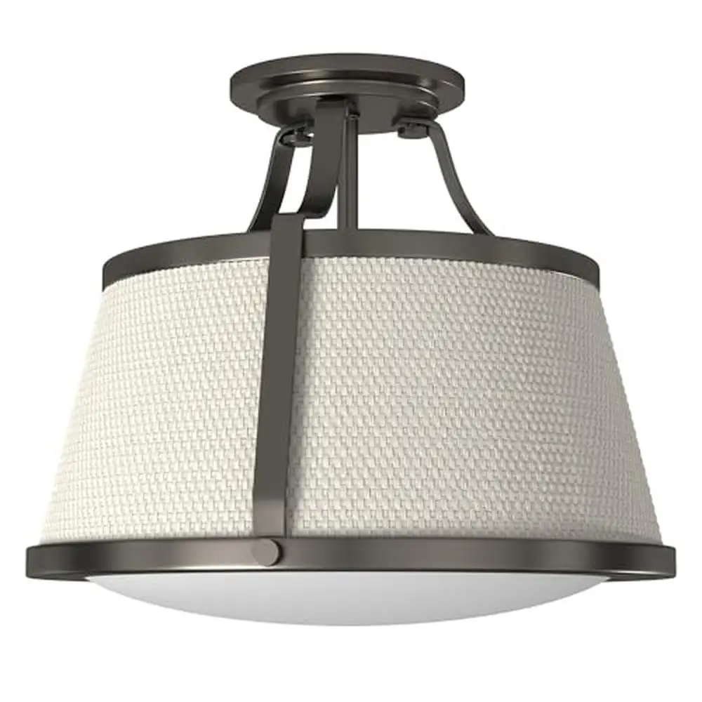 Transitional Three Light Semi-Flush Mount Steel PWT B/S Slvr Finish Bulb Not Included Charlotte Collection General Purpose