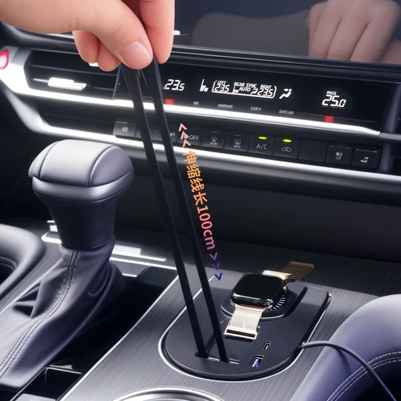 Hidden Retractable Center Console Expansion Dock For Toyota Sienna/Granvia,Wireless Fast Charging Car Charging Accessories