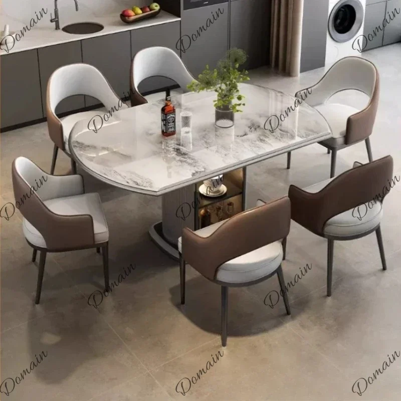Mc Light luxury marble telescopic folding square and round dual-purpose dining table Minimalist design space savers table and ch