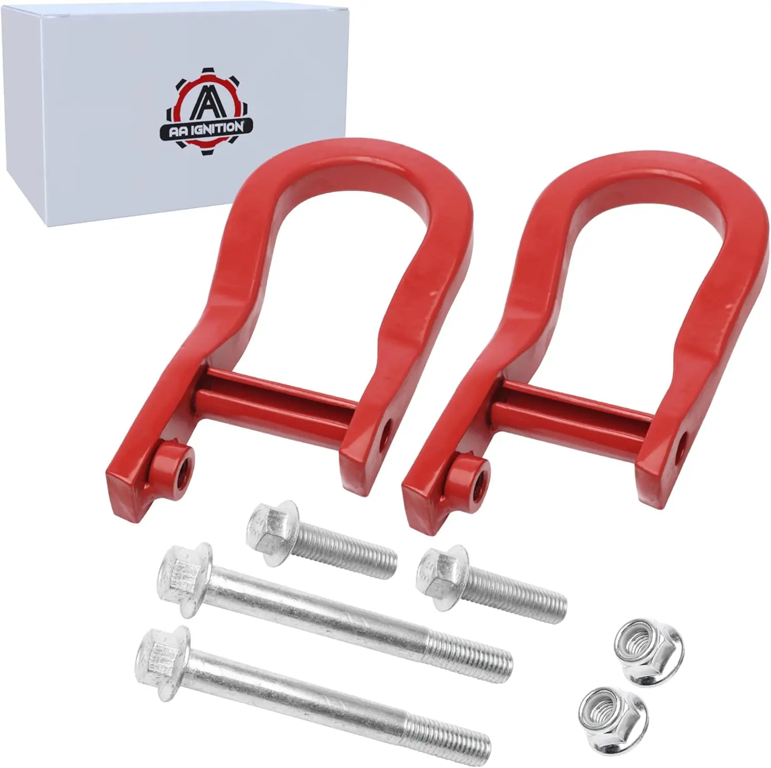 

Red Tow Hook Recovery Shackles Set of 2 for Chevy GMC Trucks 2007-2019 Silverado Sierra