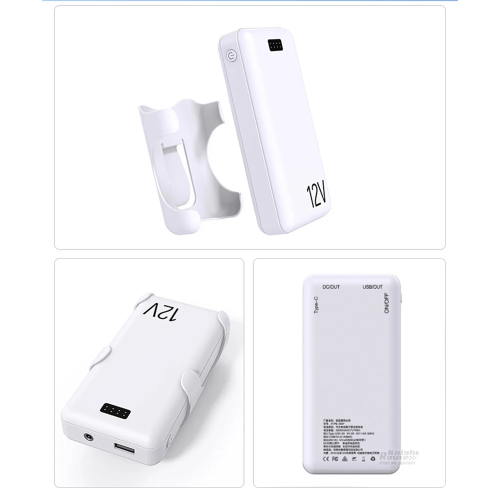 Power Bank 12V/20000mAh/2A catu daya ponsel, pengisi daya portabel baterai eksternal pengisian cepat, untuk rompi pendingin kipas