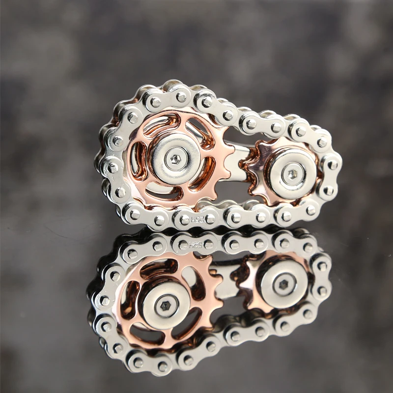 سلسلة دراجة معدنية لتخفيف التوتر فيدجيت سبينر - لعبة إصبع مضادة للقلق للبالغين، هدايا فريدة من نوعها للرجال