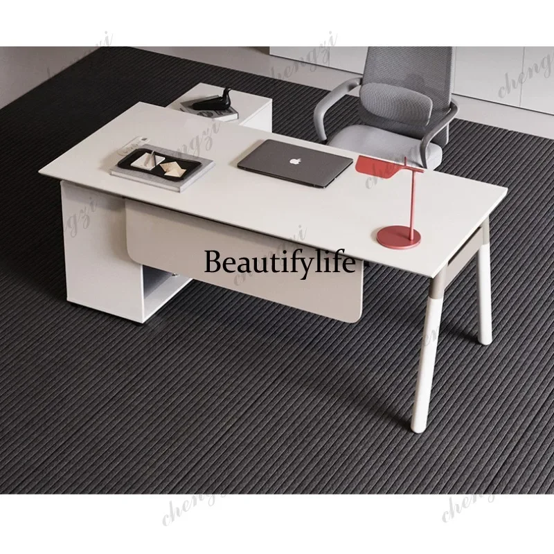 Female boss table, simple and modern single white office, leading general manager, office supervisor tableA68