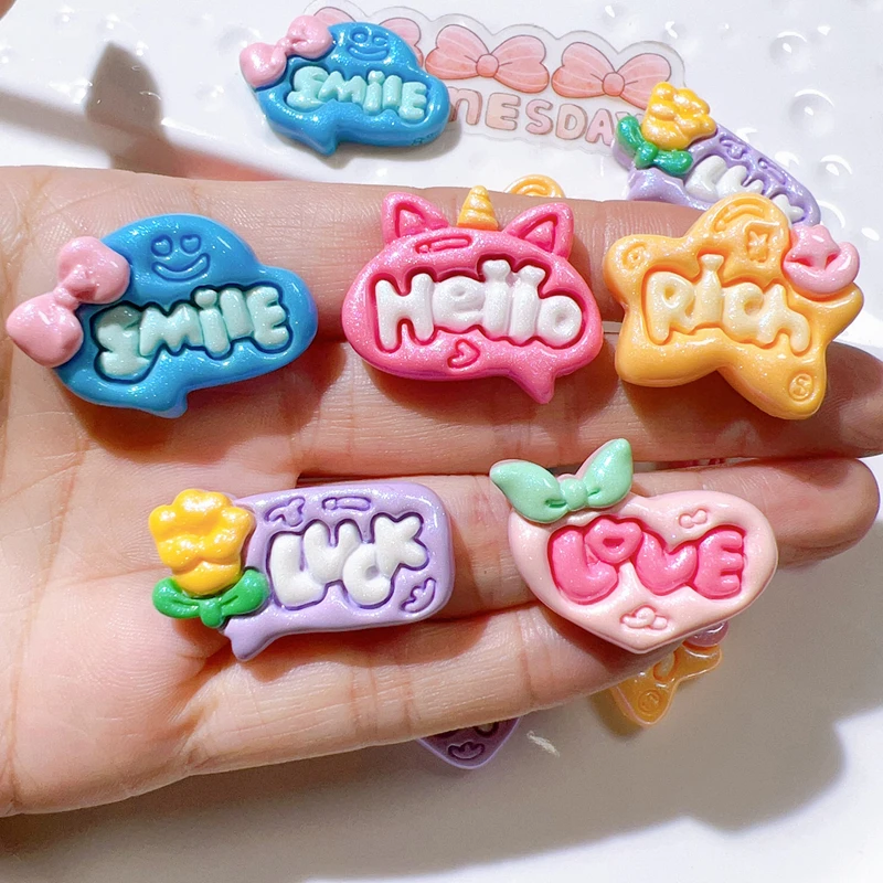 10Pcs Cute Bright Surface Cartoon Unicorn Ghost Name Plate Resin Scrapbook Diy Jewelry Wedding Children Gift Hairpin Accessories