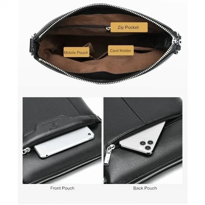 Men's PU Shoulder Bag Crossbody Business Travel Sling Bags Stylish Compact for Everyday Use