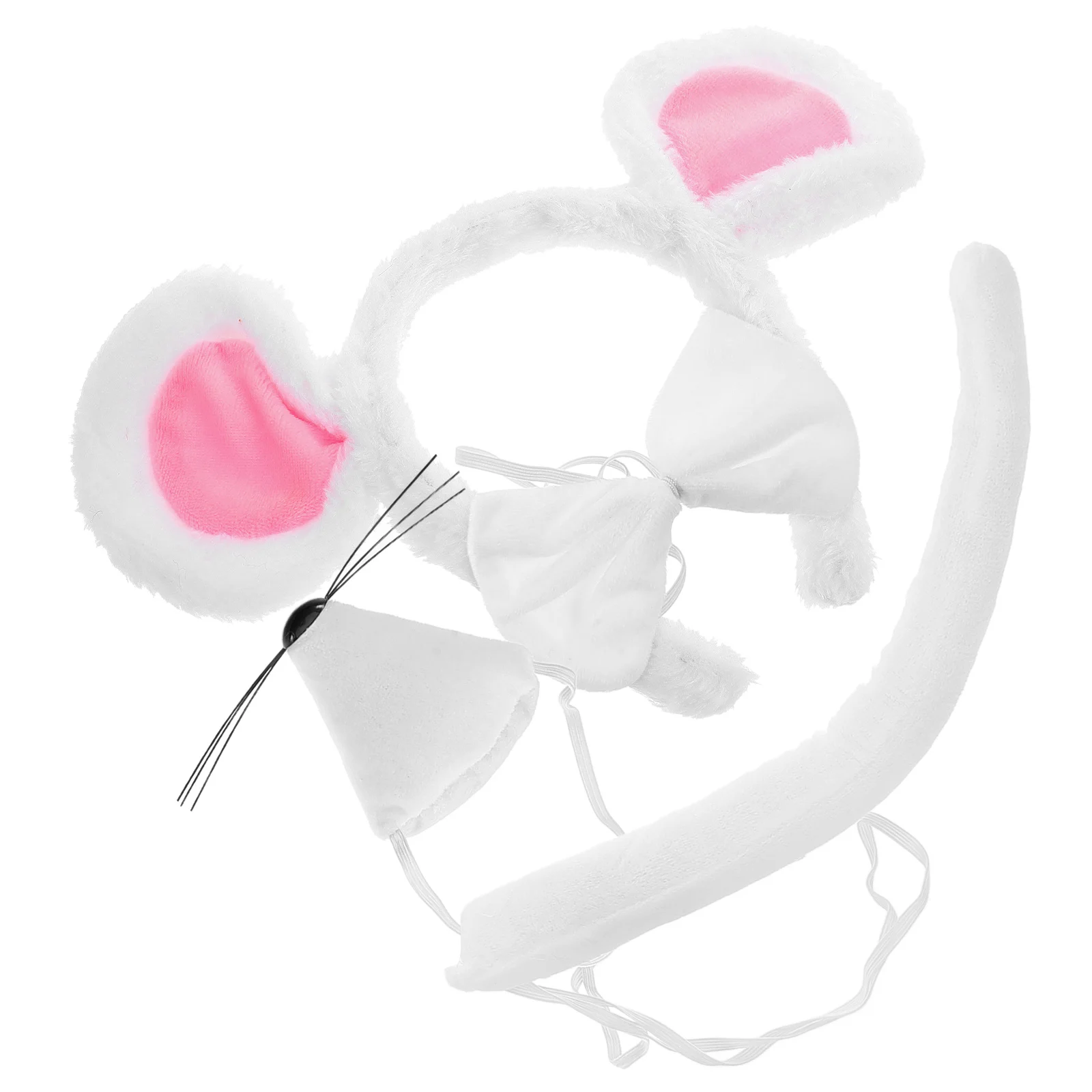

Party Headband Halloween Costumes for Adults Mouse Bowtie Tail White Plush Apparel
