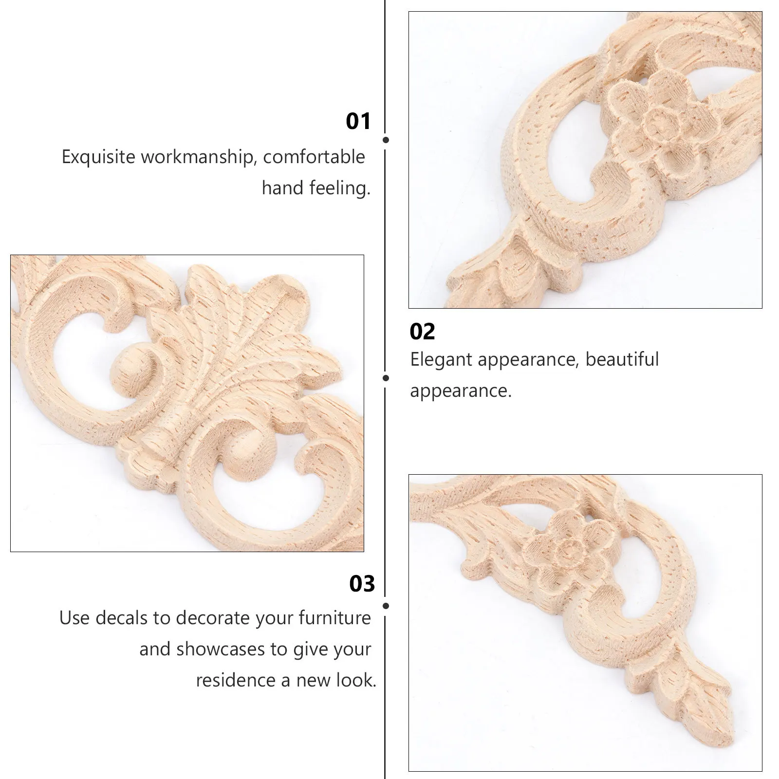 

6pcs Wooden Flower Stickers For Furniture Decoration Wood Trim Accessories Decorative Applique Carving Party Diy