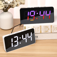 Acrylic/Mirror Digital Alarm Clock Voice Control Colorful Font Night Mode Table Clock Snooze 12/24H Electronic LED Clocks Supply