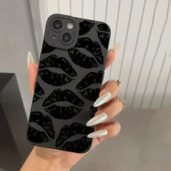 Funda de teléfono mate suave con labios negros, cubierta de silicona para Xiaomi Redmi 13C, 4G, 12C, Note 12, 4G, 12, 11, 13 Pro Plus, 10S, 11S, 12S, 10 Pro, 5G