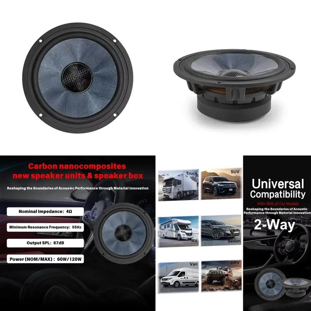 Xuming 6.5 Inch 165 Plastic Nano Carbon Cone Subwoofer Car Speaker Audio 60w/120w Retrofit/Upgrade Modification