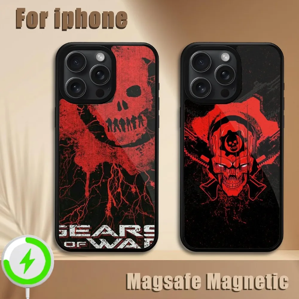 Game G-Gears Of-Wars Phone Case For iPhone 11 12 13 14 15 Plus Pro Max Magsafe Magnetic Wireless Charging Cover