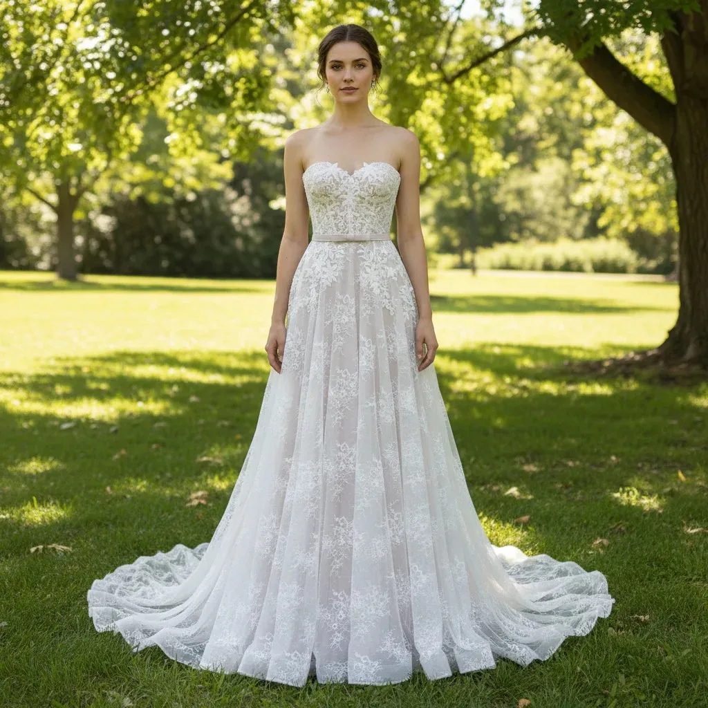 

Rosymae Strapless Lace Wedding Dress with Sweetheart Neckline Elegant Bridal Gown