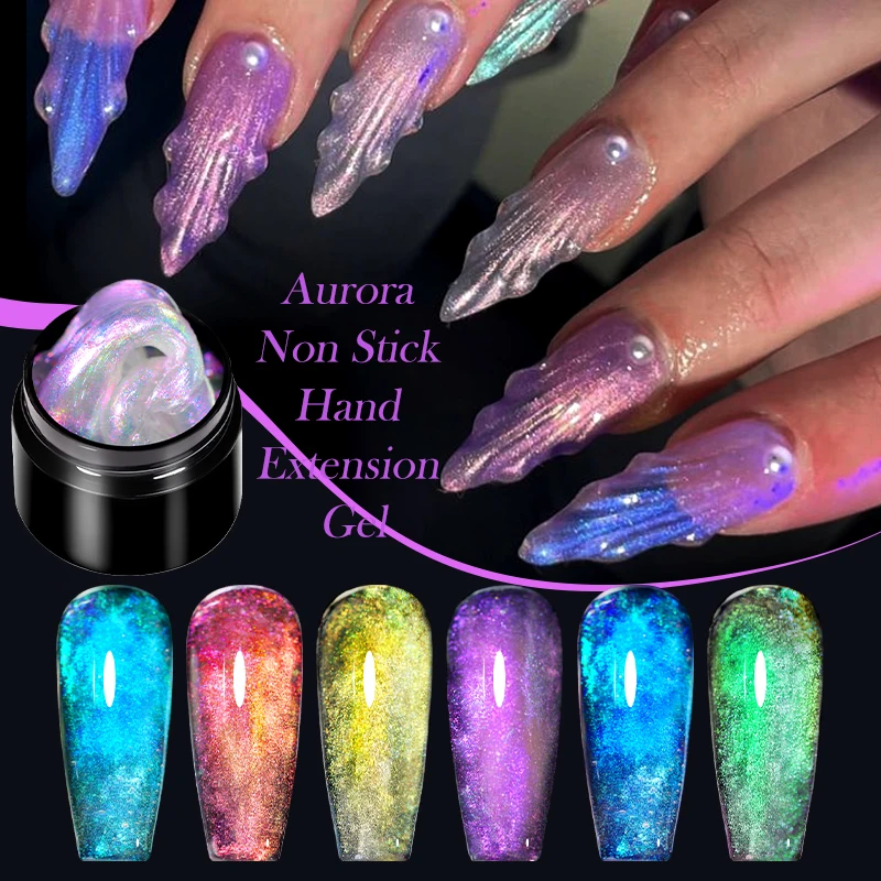 LILYCUTE 7 مللي Auroras غير عصا اليد الصلبة تمديد هلام طلاء الأظافر ثلاثية الأبعاد نحت زهرة نقع قبالة مسمار الفن الاكريليك الصلب هلام الورنيش