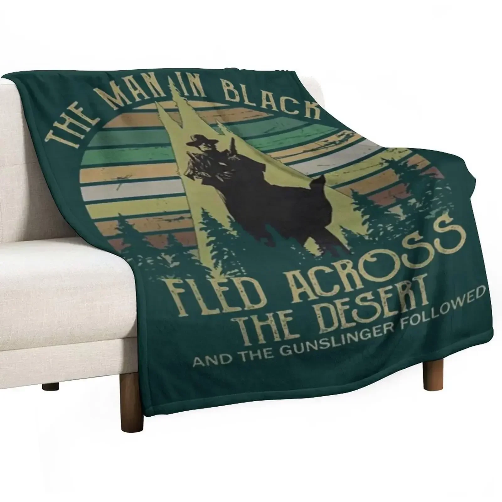 The Man in Black Fled Across The Desert and The Gunslinger Followed Throw Blanket for sofa Retros Loose Blankets