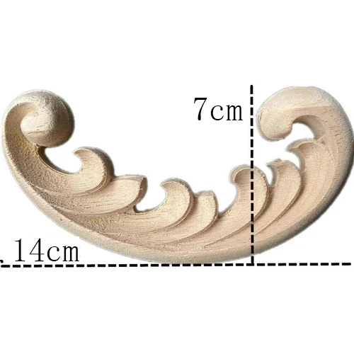 14cm Wood Carved Corner Unpainted Onlay Applique Frame Decoration of Modern Furniture Wall Door Decor Living Room Decor