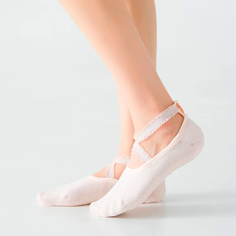 Pilates Socks Backless Breathable Bandage Lace Yoga Socks Professional Silicone Non-slip Cotton Indoor Workout Gym Sports Socks