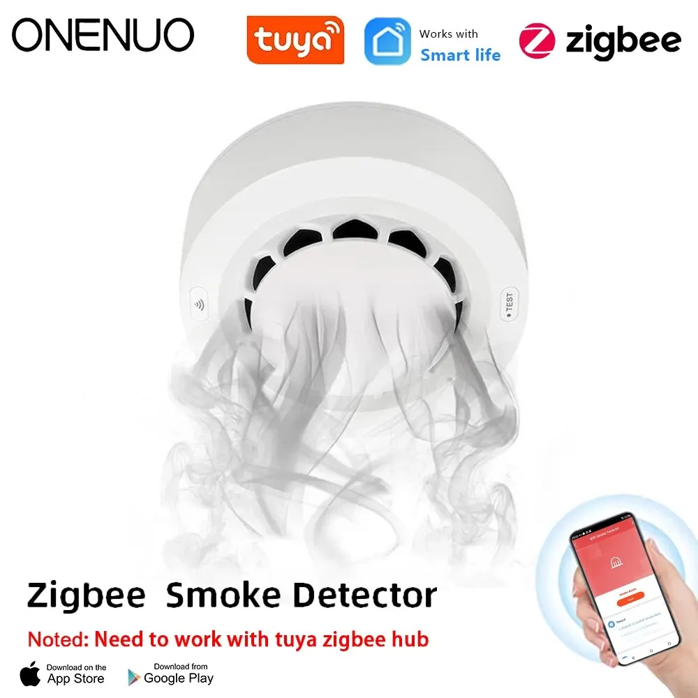 Onenuo Tuya ZigBee Rauchs ensor Brandmelder Detektor Home Security Alarm Rauchs ensor sollte mit Tuya ZigBee Hub arbeiten