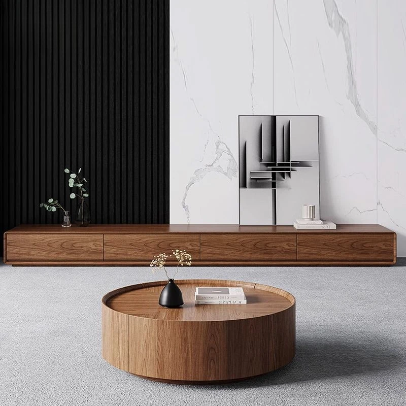 

Walnut cabinet TV cabinet Walnut small apartment Internet celebrity bedroom ultra-narrow solid wood floor-to-ceiling platform