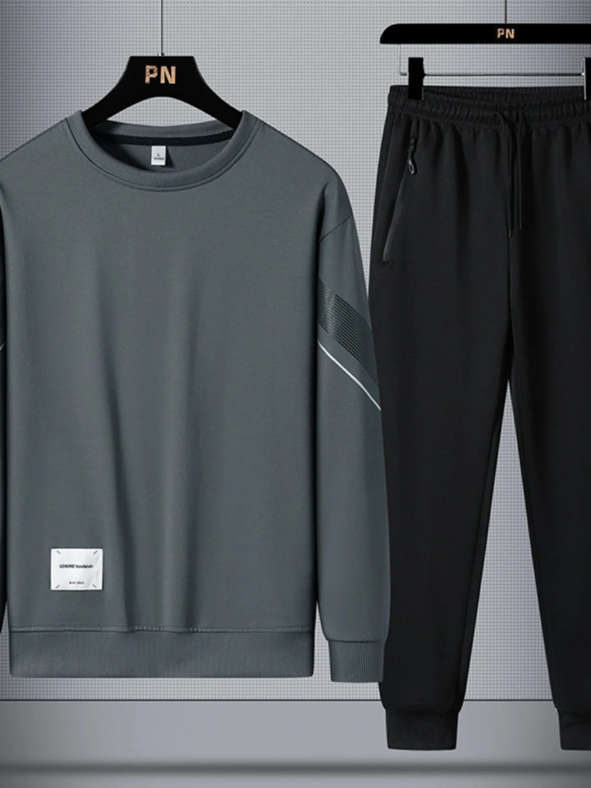 Lente Herfst Casual Lange Sve ronde Ne Sweatshirt En Broek Set Lichtgewicht Hardloopsportkleding voor Heren Jeugd Polyes...