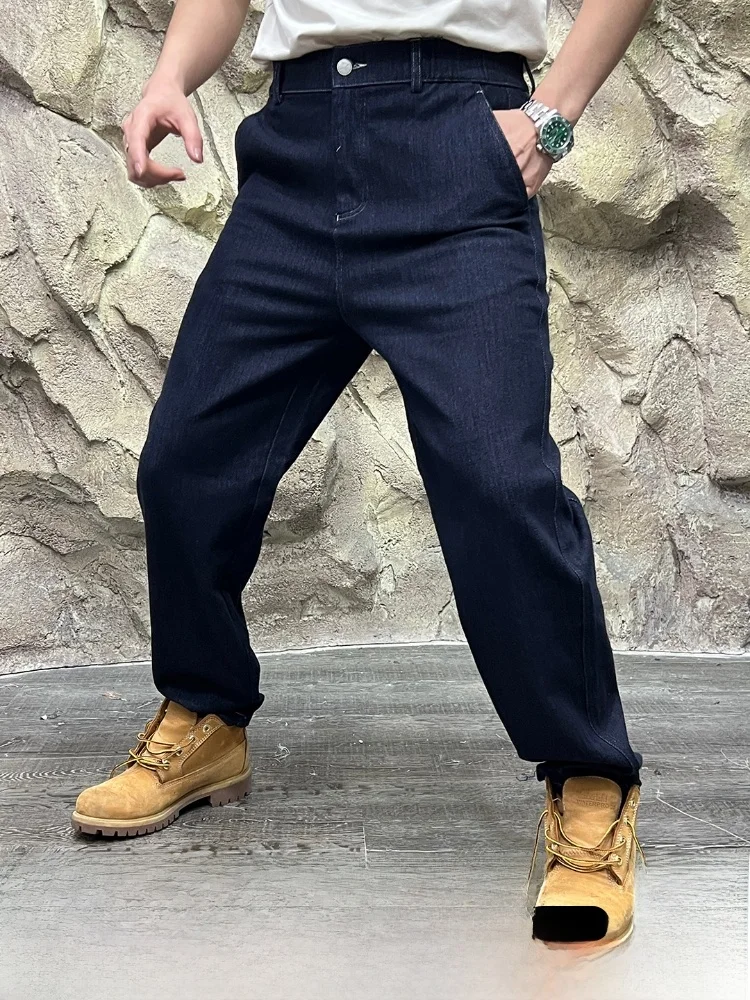 

Модные джинсы из денима для мужчин, прямые брюки, спортивные повседневные брюки, осенняя новинка, удобные, дышащие, из смесового хлопка