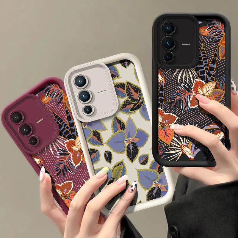 Tropical Leaves Flowers Case For Vivo V23E V23 V20 V21 V19 V17 V15 V11I V11 V9 V5 V5S Lite Silicone Shockproof Soft Phone Cover