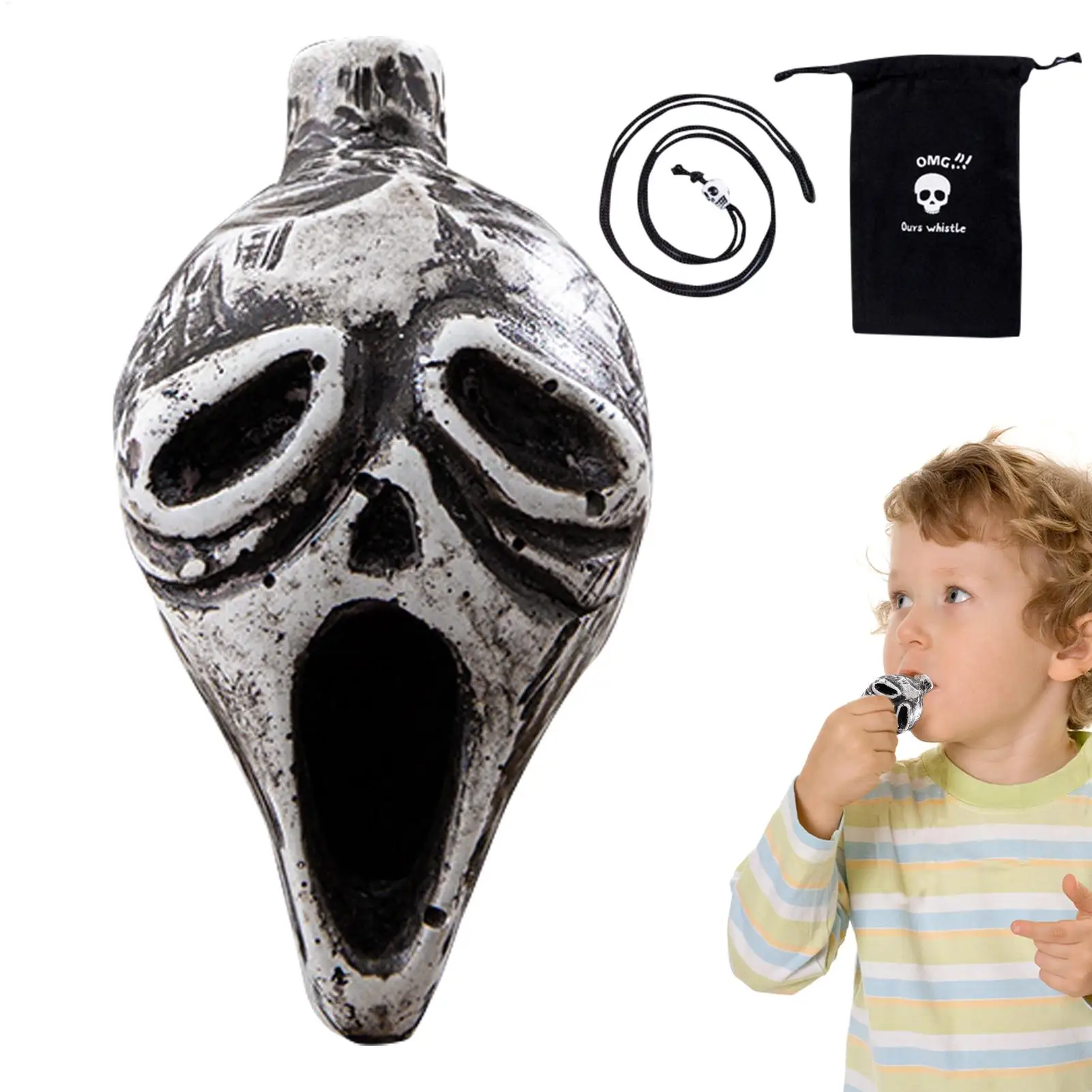 Halloween Whistle Skull Retro Extremely Loud Human Screaming Aztec War Whistle Halloween Collectible Aztec Skull Art Decoration