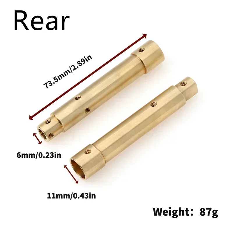 Brass Front and Rear Axle Tube for Axial SCX10 PRO 1/10 RC Crawler Car Upgrade Parts Accessories