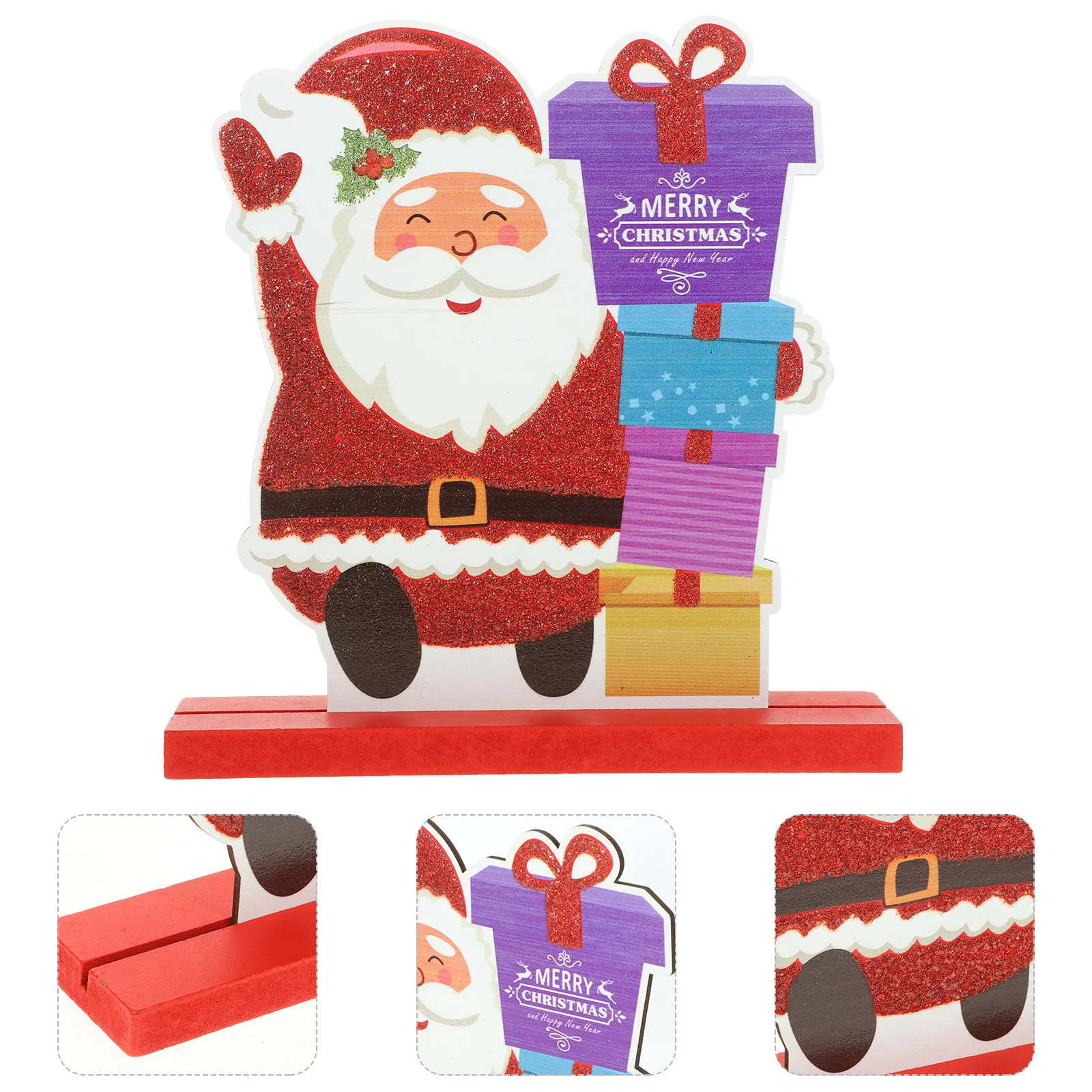 

Santa Claus Ornament Table Decoration Decorations for Party Christmas Desktop Sign Happy Holiday Wooden Novelty Mantel