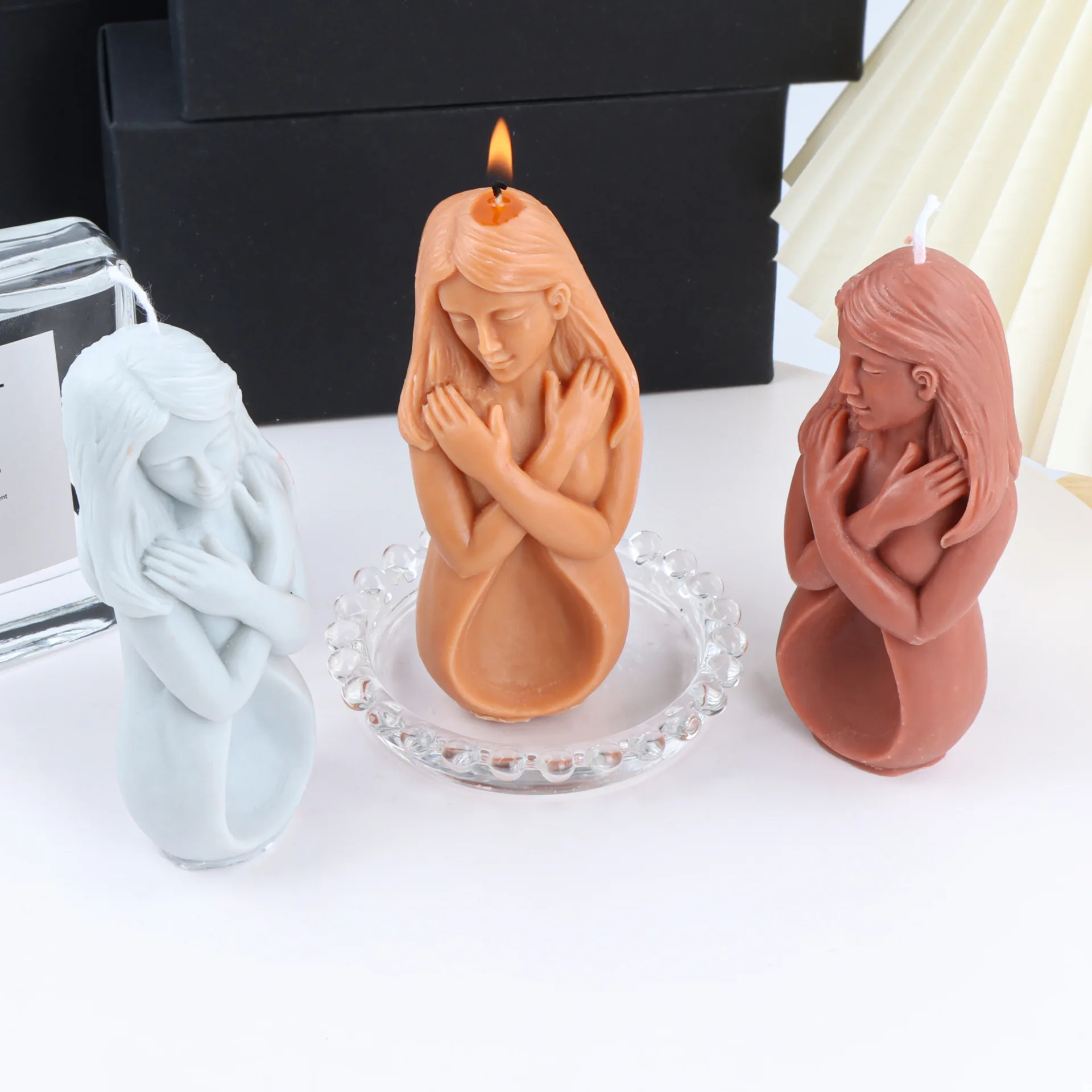 3D Pregnant Goddess Silicone Candle Mold, Nurturing Woman Wax Mould DIY Resin