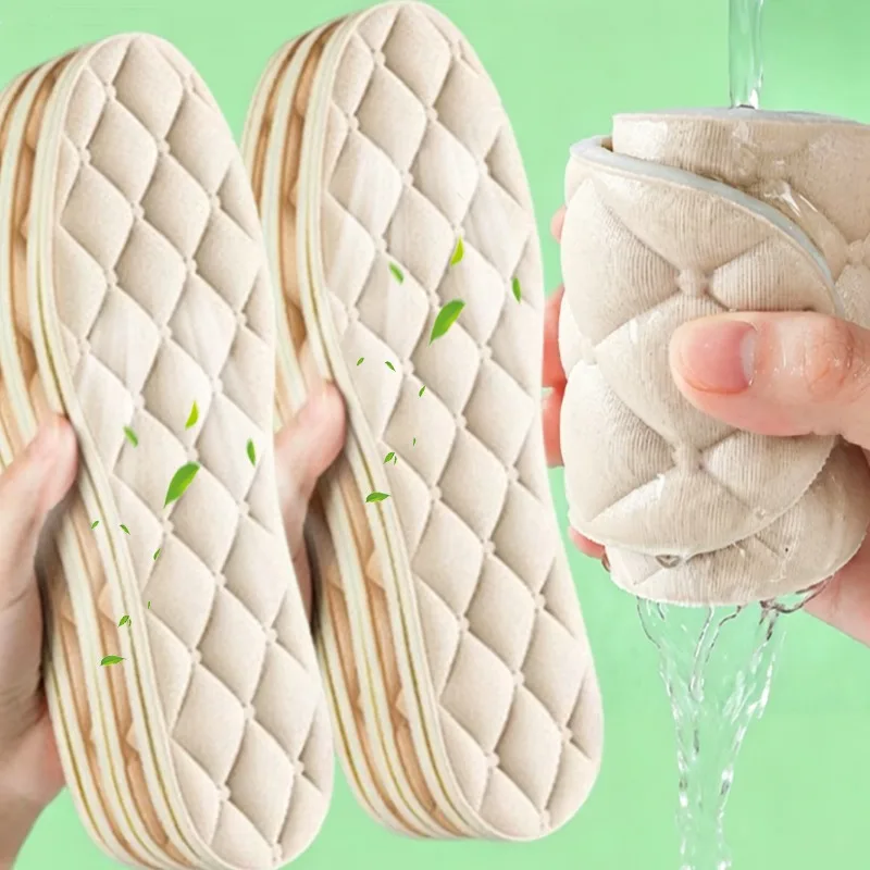 4D Thick and Ultra Soft Bottom Sweat Absorbing and Odor Proof Insole for Feet Orthopedic Massage Running Care Pads