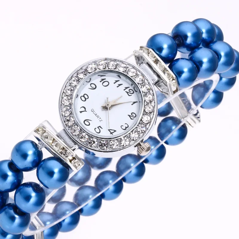 Casual Watch Women Pearl String Watch Strap Quartz Wrist Watch Luxury Fashionable Simple Style Quartz Wristwatch Gift