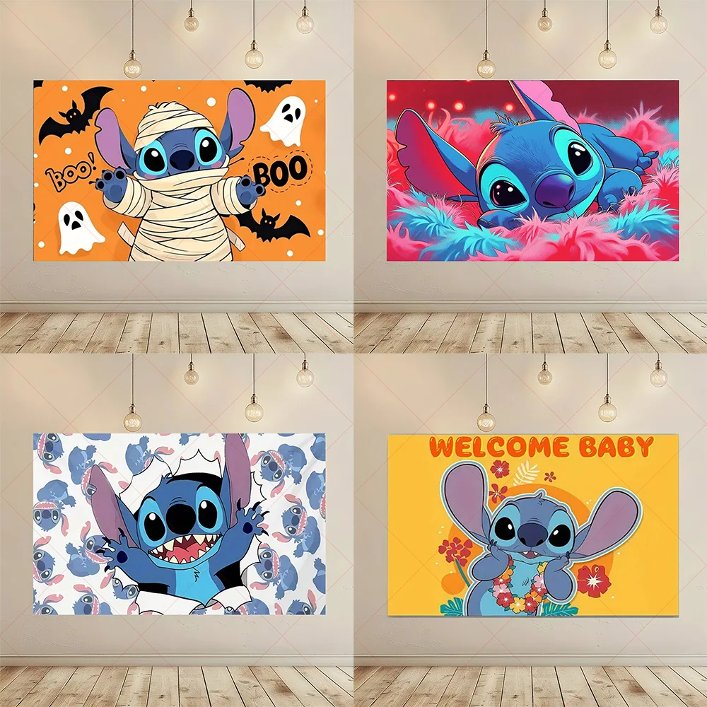 

Disney Stitch Theme Kid Background Banner Birthday Party Decorations Photography Backdrop Baby Shower Supplies Photo Shoot Prop