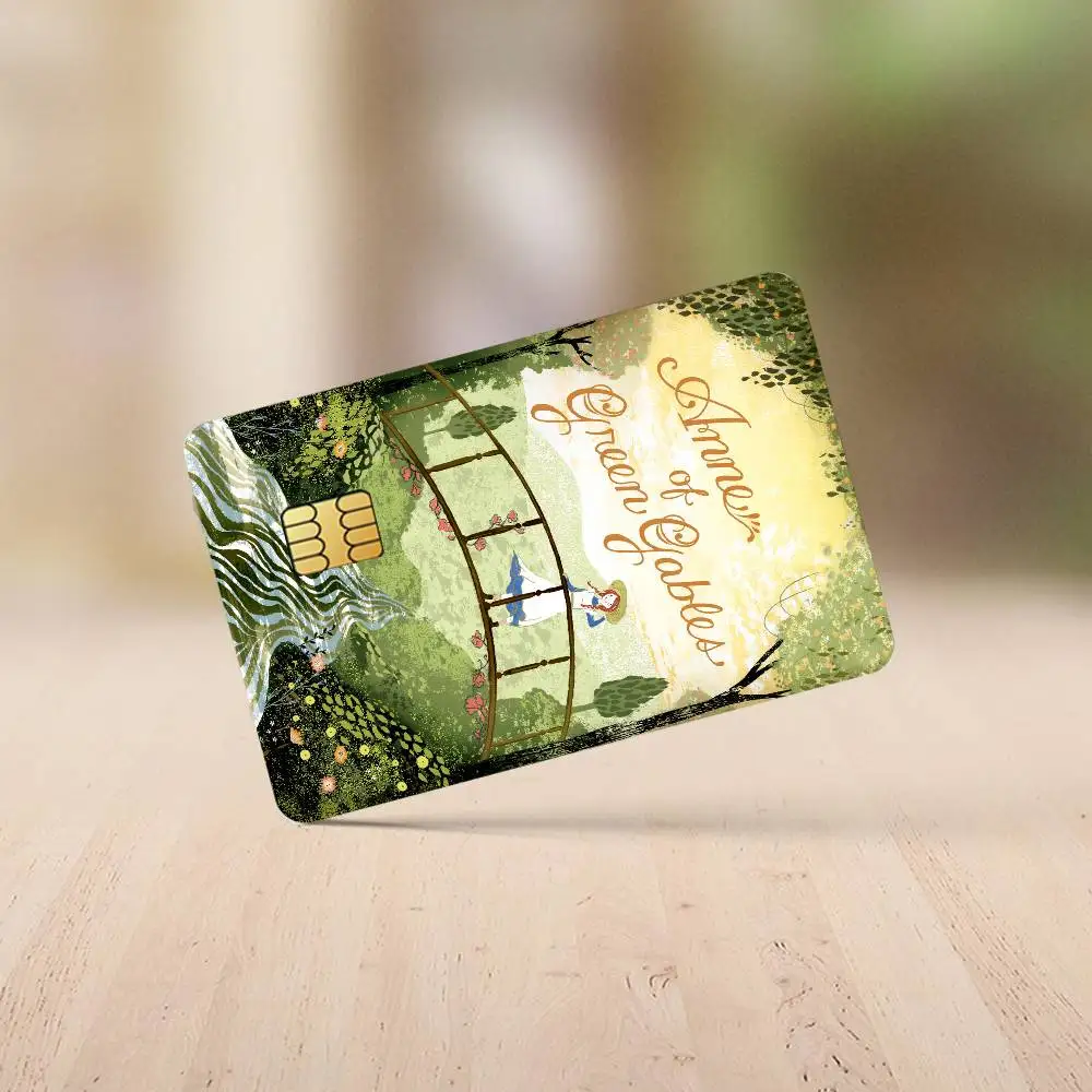 ملصقات بطاقات الائتمان من Book Anne of Green Gables لحماية ديكور الخصم البنك 4 قطع مضادة للخدش ومقاومة للماء #6