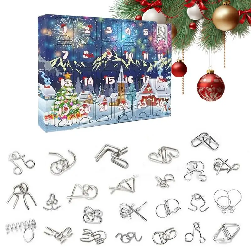 2024 Metal Puzzle Toy Advent Calendar Kit 24 Days Christmas Advent Calendar Christmas Gift for Kids Teens Countdown Calendar