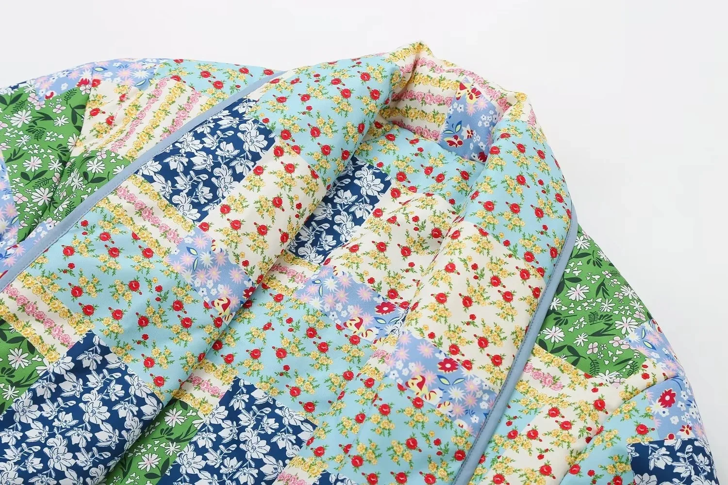 Vintage algodão-acolchoado roupas jaqueta retro floral impressão retalhos inverno casaco quente casual feminino mangas compridas senhora streetwear