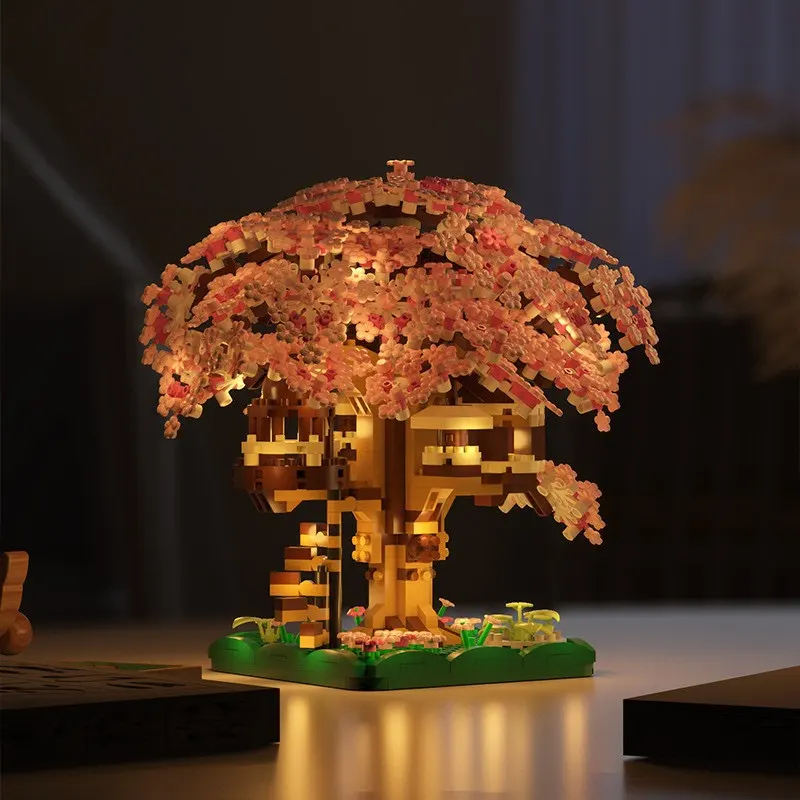 

DIY Flower Tree Building Blocks Set Treehouse Bricks with Light Treehouse Model Ornament Romantic Gift for Girlfriend Xmas Gifts