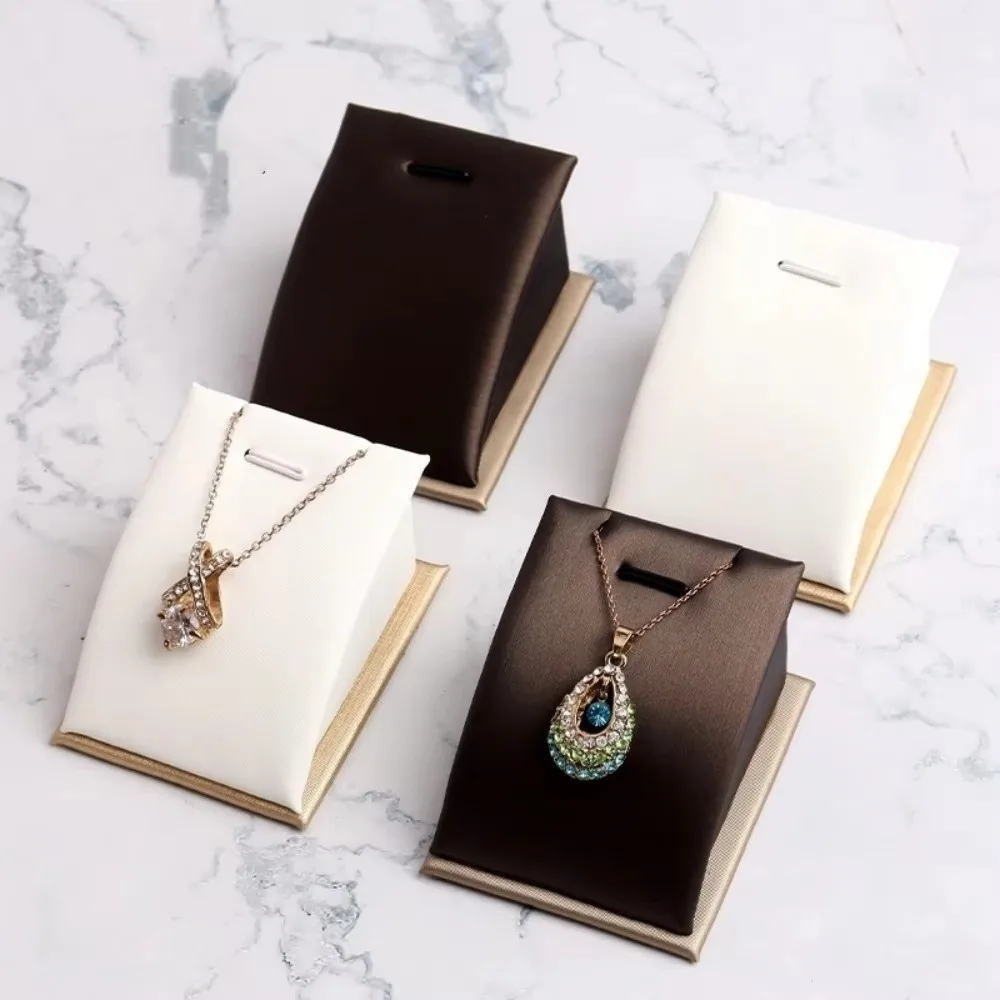 Mini Jewelry Stand Holder PU Leather Lightweight Necklaces Pendants Display Rack Save Space Protable Showcase Props for Counter