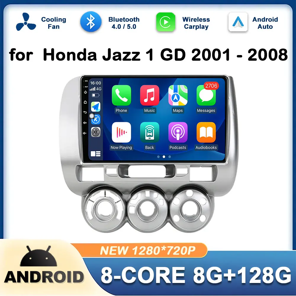 

for Honda Jazz 1 GD 2001 - 2008 Left Hand Drive Intelligent System GPS Navi Touch Screen DSP Stereo Wireless Carplay Head Unit