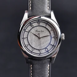 HUASUO Luxury 38mm Meteorite Dial Dress Men's Watch Automatic Mechanical SW200 Movement Sapphire Crystal 5Bar Waterproof