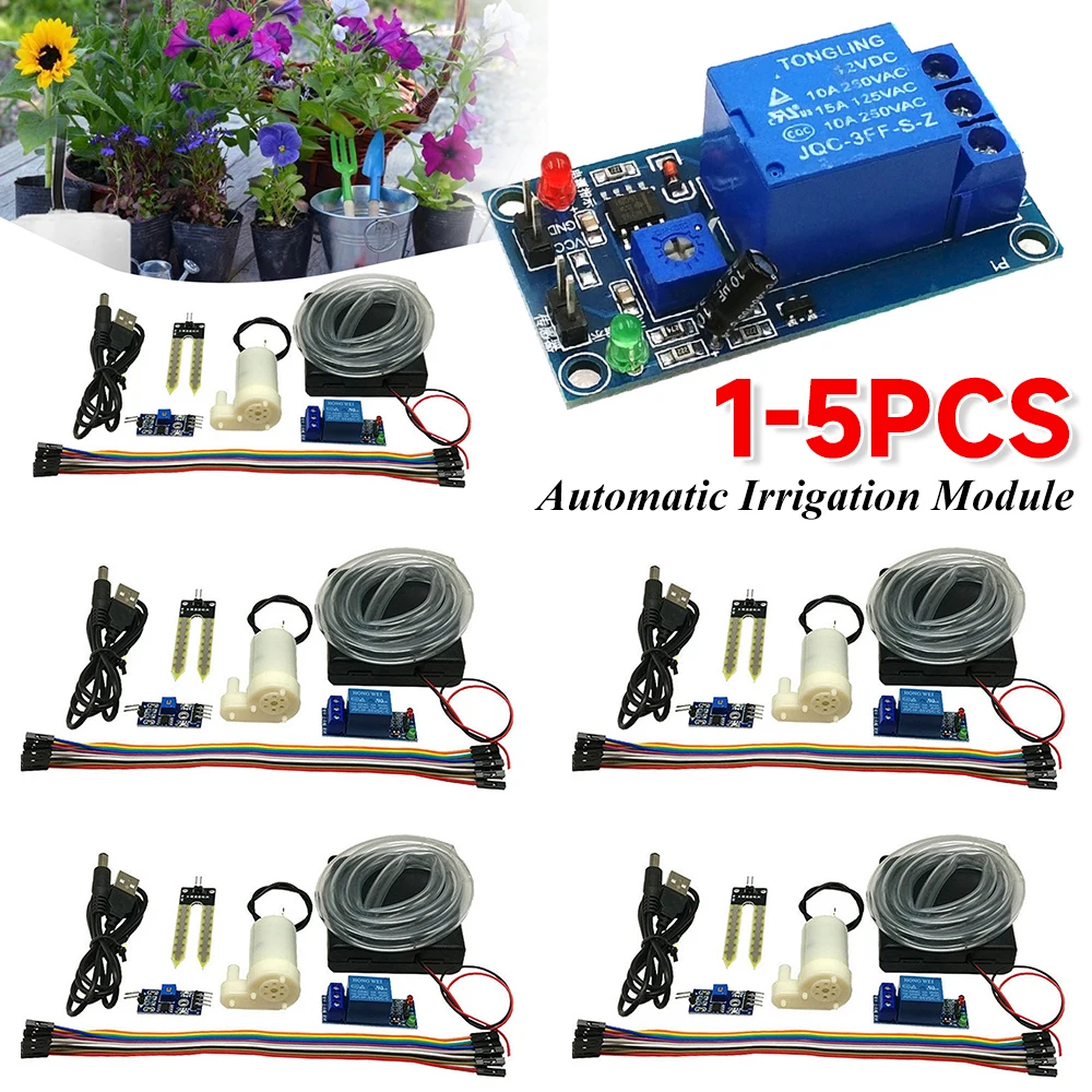 1-5 zestaw modułu automatyczne nawadnianie DIY zestaw automatyczne nawadnianie ogrodowa pompa wodna czujnik wilgotności gleby moduł przekaźnikowy dla Arduino