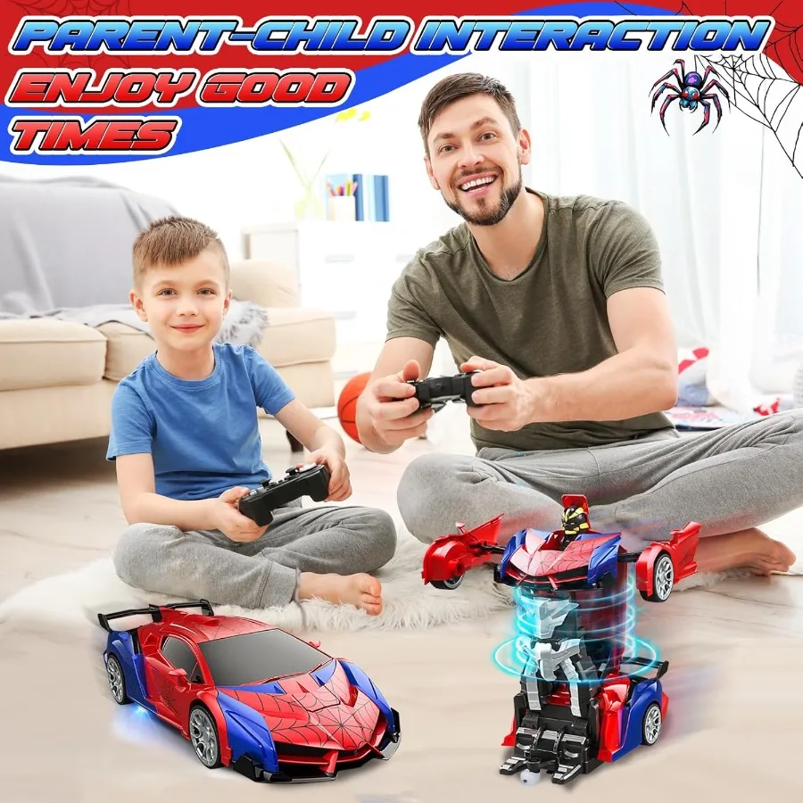 Coche RC Spider Deformable de 2,4 GHz: coche robot genial con acrobacias, batería recargable y luces LED, regalo para niños mayores de 3 años