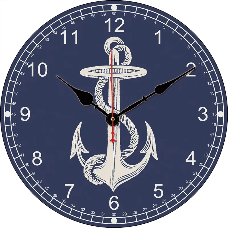 Anchor Custom Clock Round Digital Wall Clock Large Silent Clock Family Lovers Friends Gifts Wall Home Bedroom Decorative