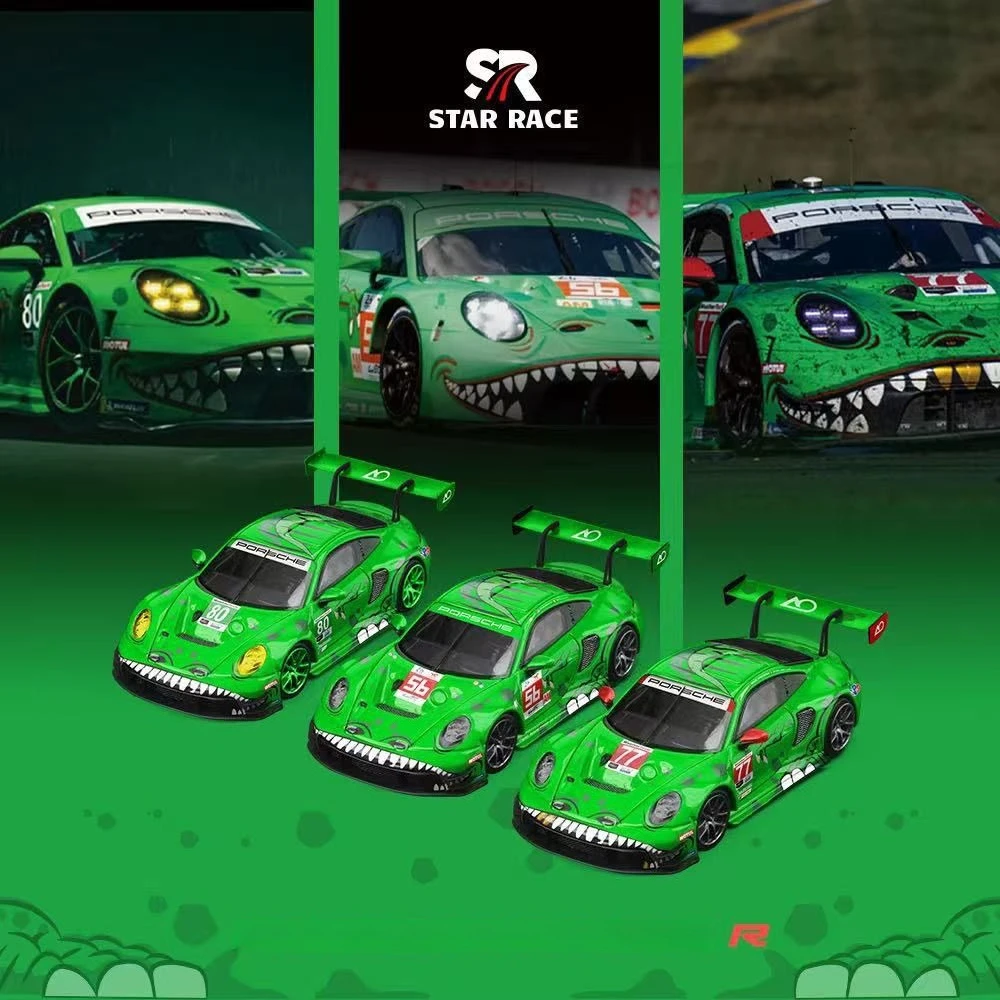 1:64 Porsche 911 GT3 R 77 AO Racing 2024 IMSA Rexy Roxy Miniature originali in vera scala Modello di veicolo pressofuso in lega premium