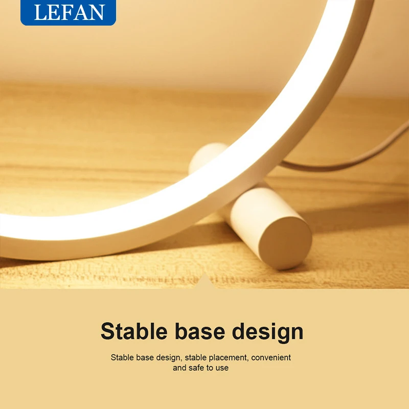 

Светодиодная настольная лампа для спальни, круглые настольные лампы для гостиной, 25 см, черный/белый, с регулируемой яркостью, прикроватная лампа, круглый ночник, украшение