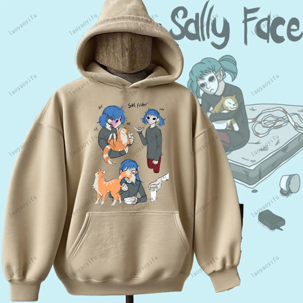Sudadera con capucha Sally Face, juego de terror y misterio, jersey con cara Sally, sudadera cómoda con personalidad, Sudadera con capucha estampada