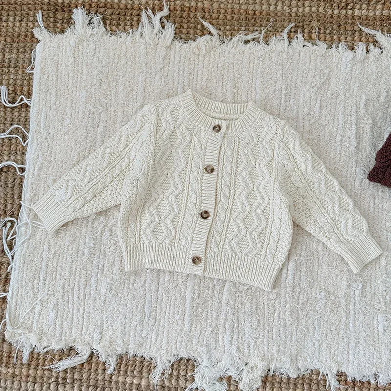 ربيع جديد 2026 على الطراز الكوري لحديثي الولادة والأولاد والبنات سترة معطف للأطفال الصغار سترة منسوجة معطف 0-3 سنوات ملابس أطفال #5