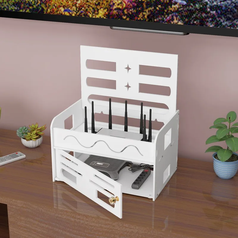 

New Plug Board Storage Box Cable Wire Organizer Case Socket Wireless WiFi Router Bracelet Desktop Data Line Plug Holder Shelf
